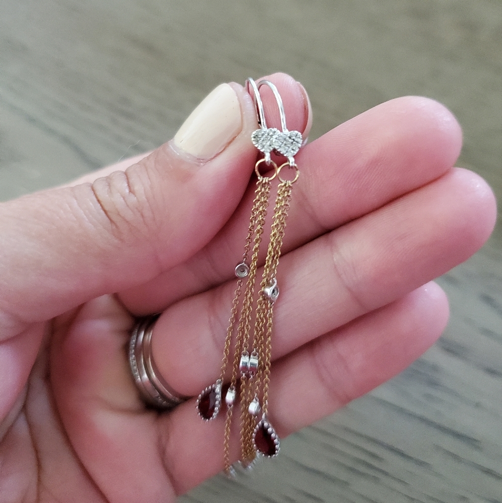 14k Gold Diamond and Garnet Earrings - Picture 7 of 14